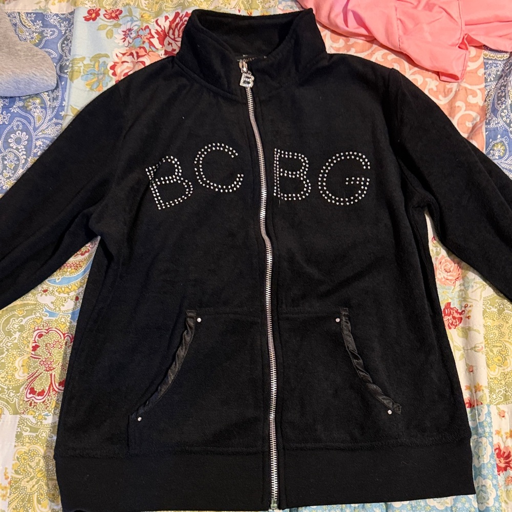 BCBG black velour zip up 🐦‍⬛
